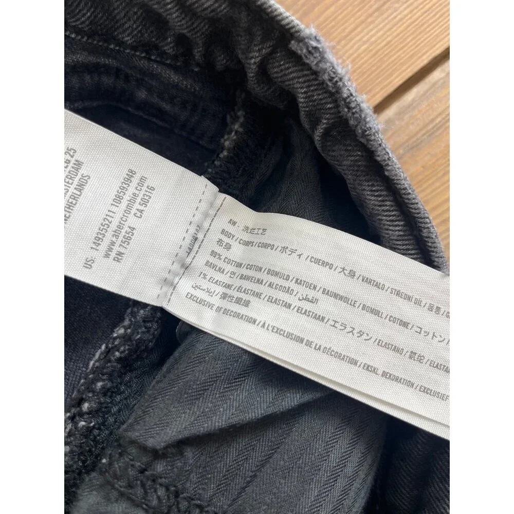 Abercrombie & Fitch The Mom Short Womens 6 Black Denim HIghrise Cut Off Festival - Picture 4 of 8